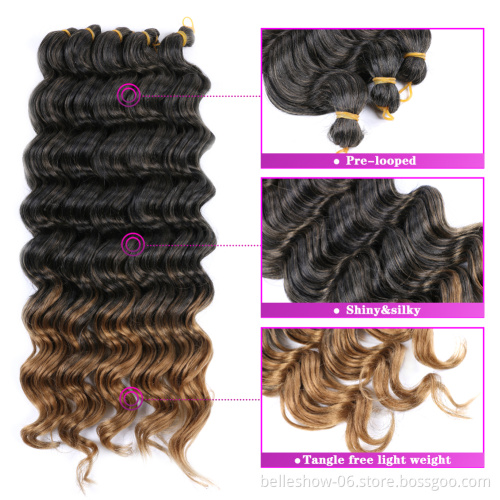 Xin si  20inch high temperature fiber synthetic hair extensions curly braiding hair deep wavy braiding hair